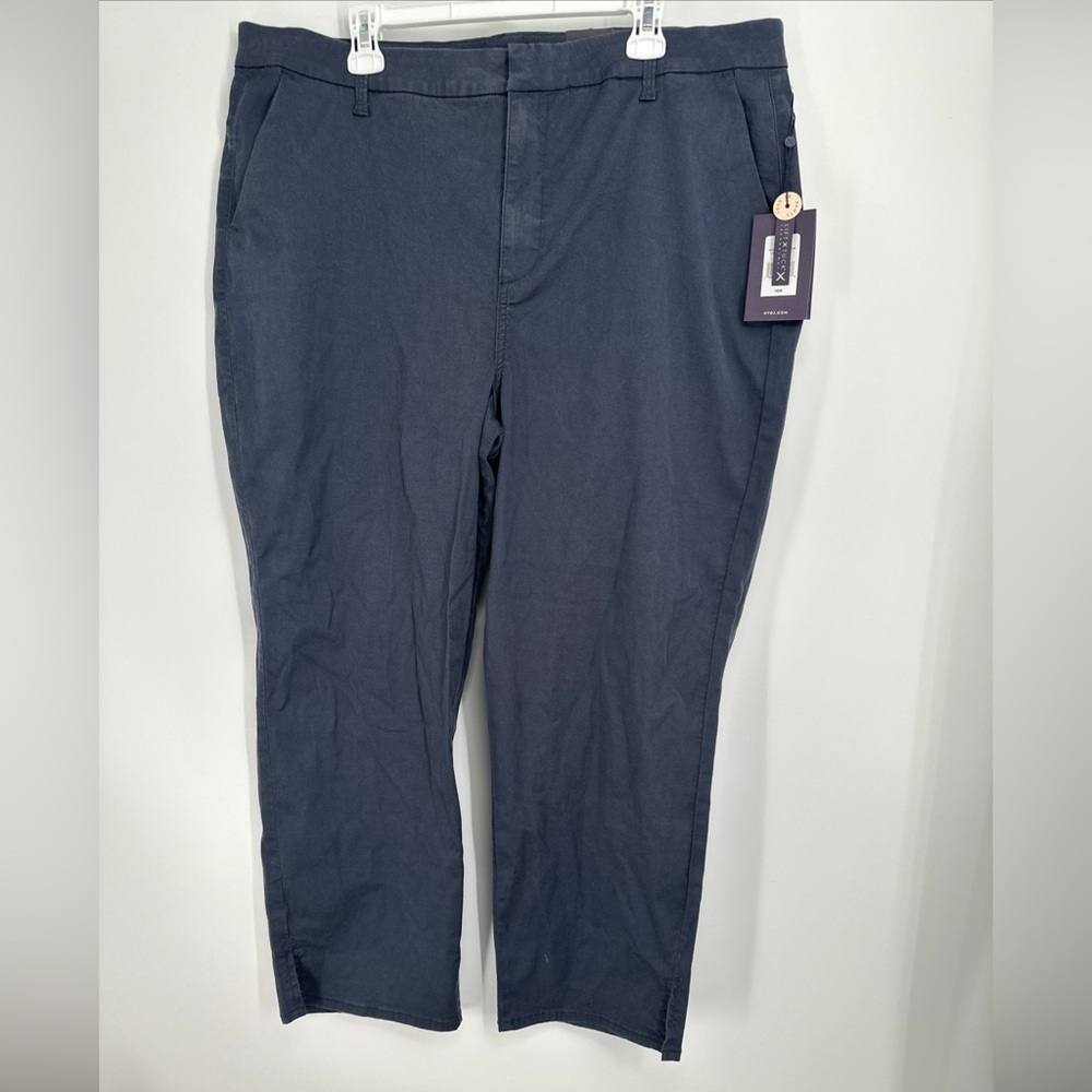 Nydj Relaxed Ankle Trouser Pants Stretch Oxford Navy Size 16 W